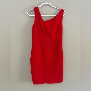 Minuet Red Sleeveless Asymmetrical Sheath Dress Size L